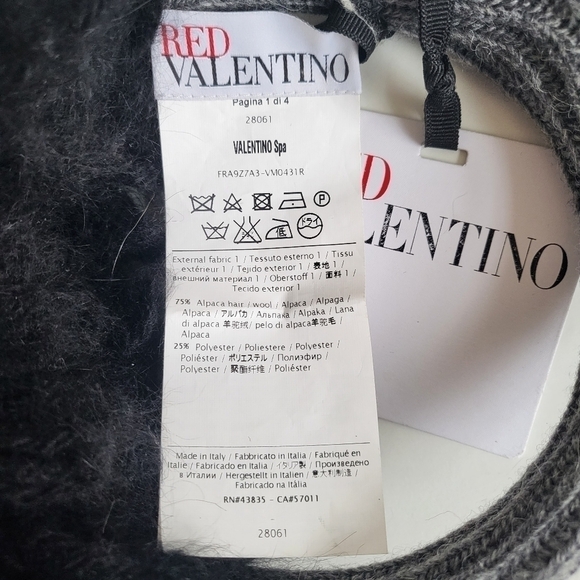 Red Valentino Alpaca/Angora Hair Wool Earmuffs Side Bow Headband Black/Grey NWT main image 9